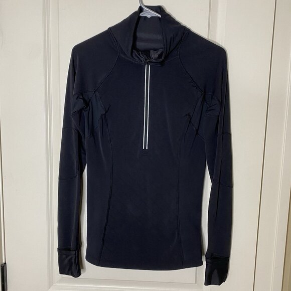 lululemon 6 Black Quilted Half-Zip Pullover Reflective Running Jacket Athleisure - Picture 2 of 7